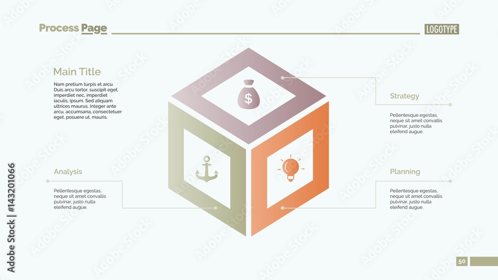 Cube Diagram Slide Template Stock Vector | Adobe Stock