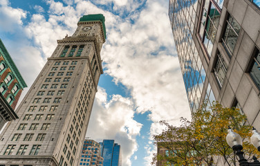 Boston city skyline from the street