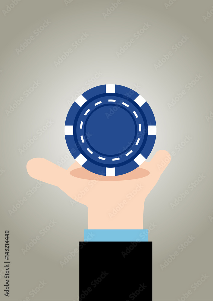 Simple business concept illustration of a businessman run holding blue ...