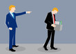 © jtanki - Simple business cartoon illustration of a man getting fired by his boss