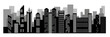 © moomusician - Black random city skyline Vector on white background.