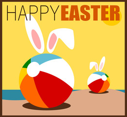 Wall Mural - happy Easter design with beach balls and rabbit ears