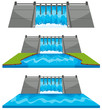 Different design of dam by river