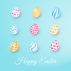 Sticker - A set of bright and colored eggs for Easter. Collection to design greeting cards