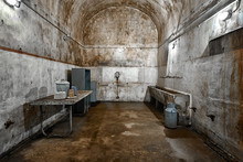 Old Kitchen In An Abandoned Military Bunker