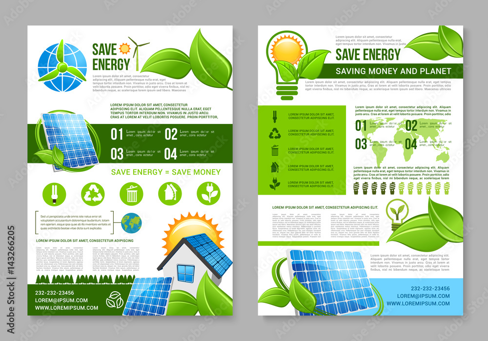 Saving energy brochure template for eco design Stock Vector | Adobe Stock