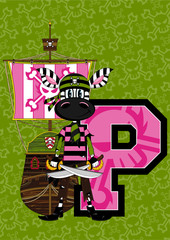 Wall Mural - P is for Pirate Zebra Alphabet Learning Illustration