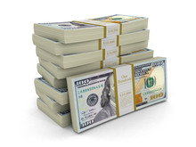 Pile Of Dollars. Image With Clipping Path