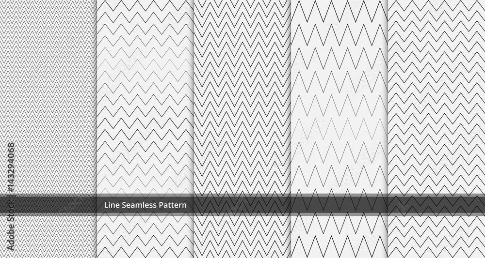 set of zigzag line seamless pattern black and white colors. Zigzag ...