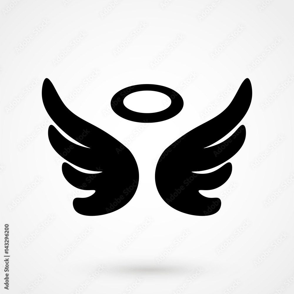 Vector icon of angel wings with halo Stock Vector | Adobe Stock
