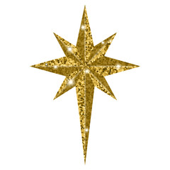 bethlehem christmas golden star isolated on white background