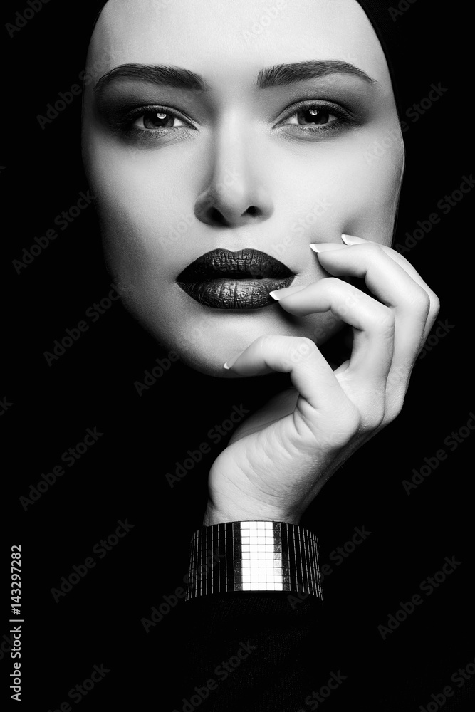 black and white portrait of woman in hijab Stock Photo | Adobe Stock