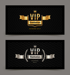 Wall Mural - VIP golden and silver invitation template. Vector illustration.