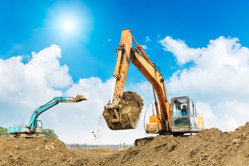 Wall Mural - excavator in construction site