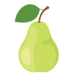 Pear. One green pear fruit. Vector illustration.