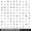 © ylivdesign - 100 catastrophic icons set, outline style