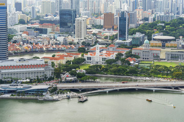 High view of city landscape building at Marina Bay