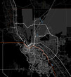 Black and white map of El Paso city. Texas Roads