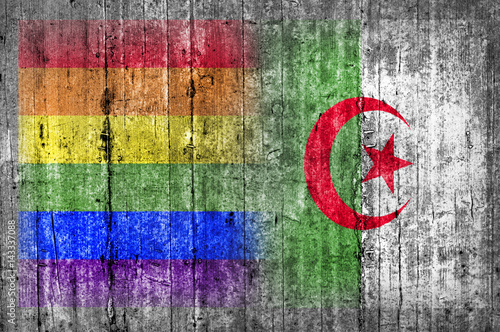 LGBT and Algeria flag on concrete wall Stock Photo Adobe Stock
