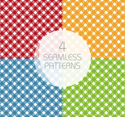 Poster - Set of seamless Gingham and Buffalo Check Plaid patterns. Tablecloths, fabric texture, stamp for apparel, gift wrapping paper, sleepwear, pillow, shirt and other textile products. Vector illustration