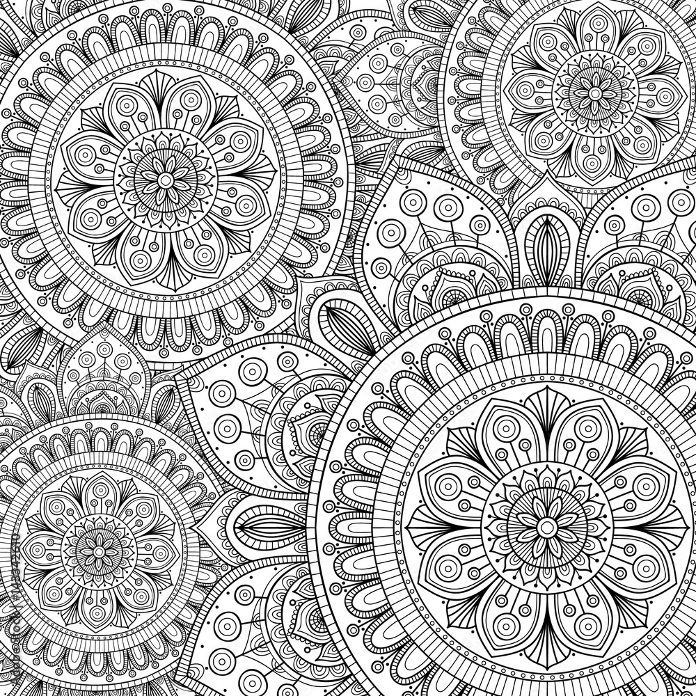 Fotografia Doodle pattern with ethnic mandala ornament