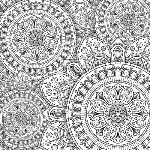 Doodle pattern with ethnic mandala ornament Tableau sur Toile