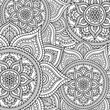 © fairyn - Doodle pattern with ethnic mandala ornament. Black and white illustration. Outline. Coloring page for coloring book.