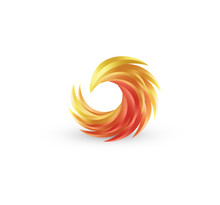 Phoenix Bird And Fire Vector Colorful Icon. Abstract Logo Design In Bright Gradient Colors