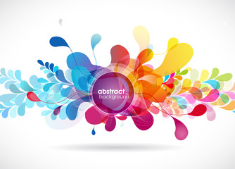 Wall Mural - abstract colored flower background with circles and brush strokes.