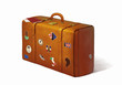 canvas print picture - Digital painting of a suitcase full of travel stickers