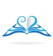 Book blue love heart logo