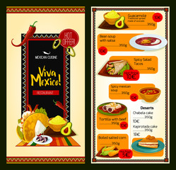 Wall Mural - Mexican cuisine restaurant menu template