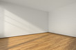 © alexus - Empty room with parquet floor and textured white walls