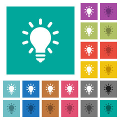 Wall Mural - Lighting bulb square flat multi colored icons