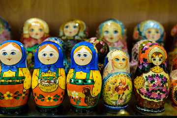 Wall Mural - Matryoshkas in russian souvenir shop in Moscow