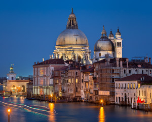 Fototapete - Santa Maria della Salute Church in the Evening, Venice, Italy