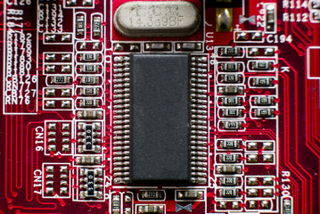 Close up of Electronic Circuits in Technology on  
Mainboard (Main board,cpu motherboard,logic board,system board or mobo)