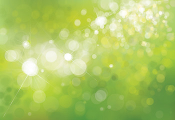 Wall Mural - vector green lights, bokeh background.