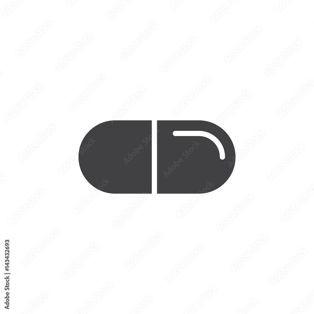 Pill icon vector, filled flat sign, solid pictogram isolated on white. Symbol, logo illustration. Pixel perfect - obrazy, fototapety, plakaty 