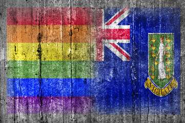 Wall Mural - LGBT and British Virgin Islands flag on concrete wall