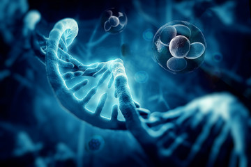 Wall Mural - cells and dna structure, abstract background