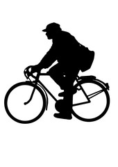 Wall Mural - Silhouette of man on bicycle vector