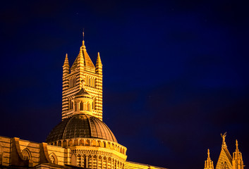 Wall Mural - church tower at night Siena 