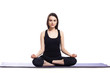 © aemstock - Girl is engaged in yoga on a white background, concept of health