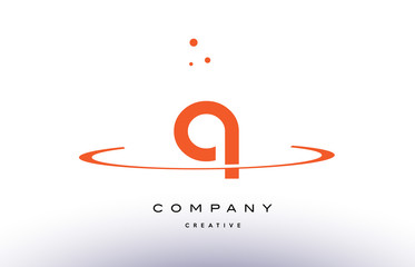  Q creative orange swoosh alphabet letter logo icon