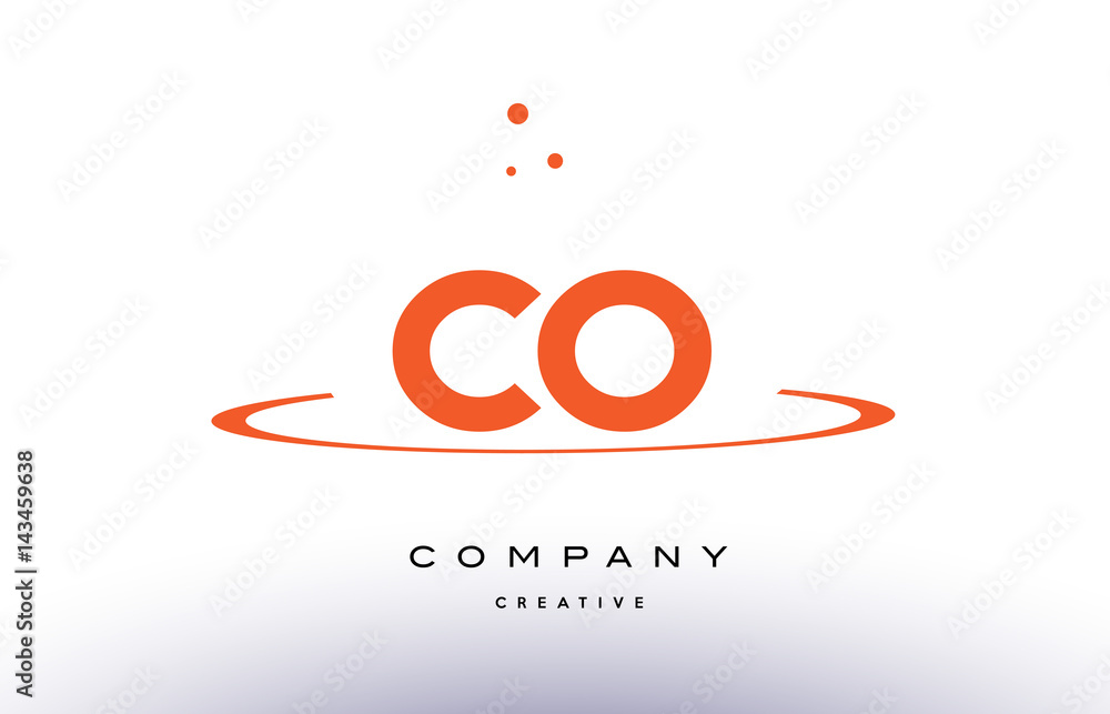 CO C O creative orange swoosh alphabet letter logo icon - obrazy, fototapety, plakaty 
