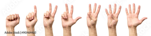 Fotografía Male hands counting from zero to five isolated
