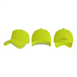 Visibility reflective yellow baseball cap front, back and side view isolated vector set