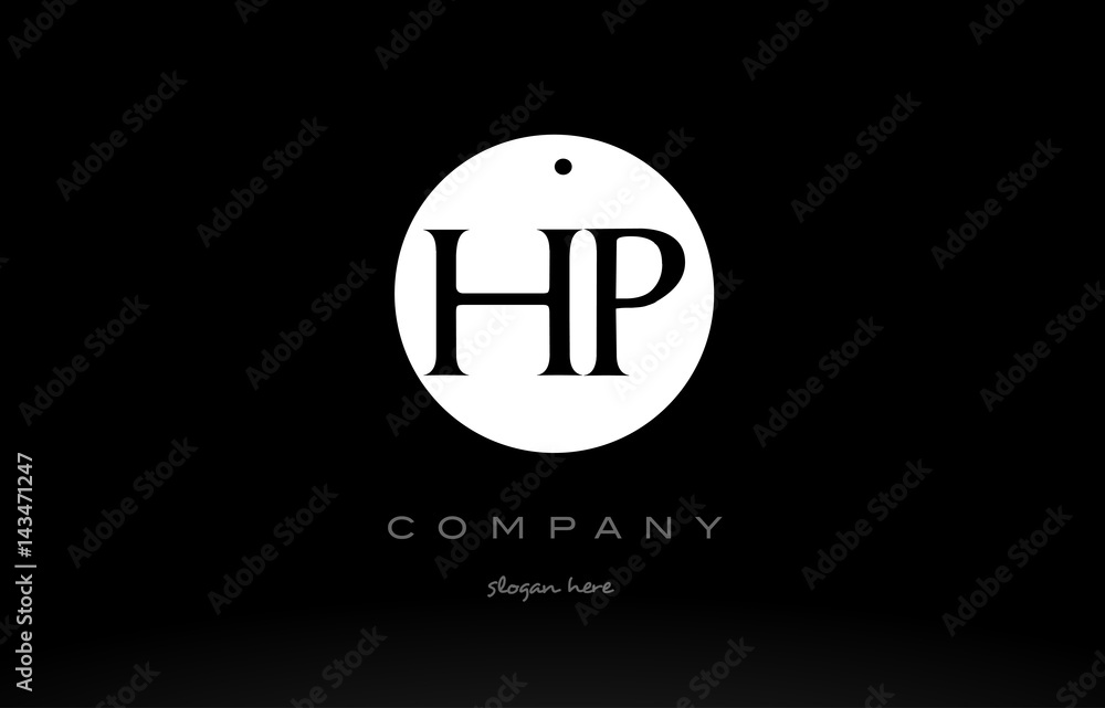 HP H P simple black white circle alphabet letter logo vector icon ...
