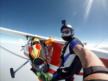 Skydiver self portrait before exit the plane